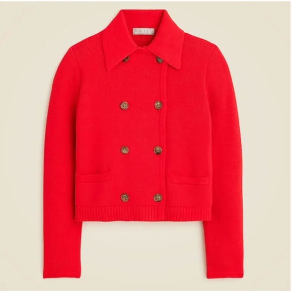 J. Crew Red Double-Breasted Sweater - Picture 1 of 5